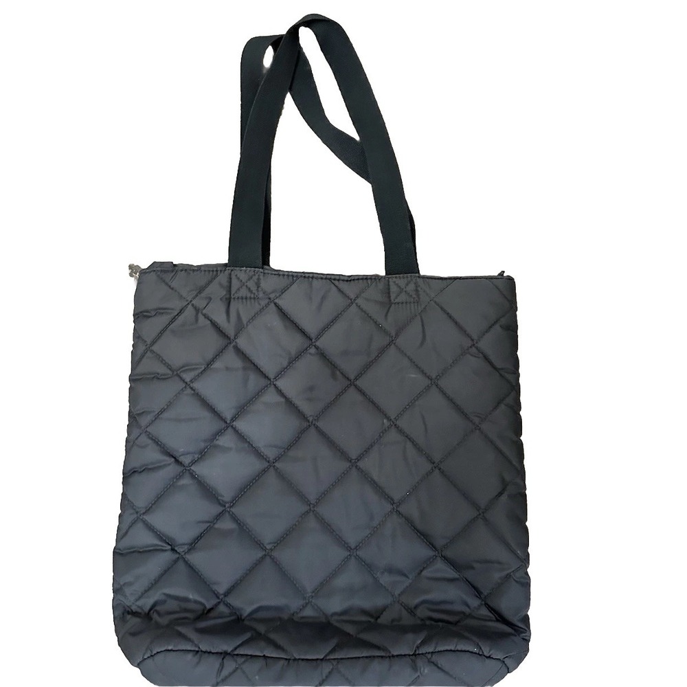Old Navy Tote Bag Black Quilted Nylon Zip Top‎ Lightweight Puffer